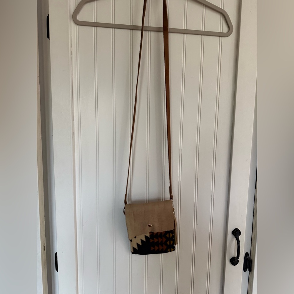 Handmade Pendleton & Leather Tribal Pattern Crossbody Bag